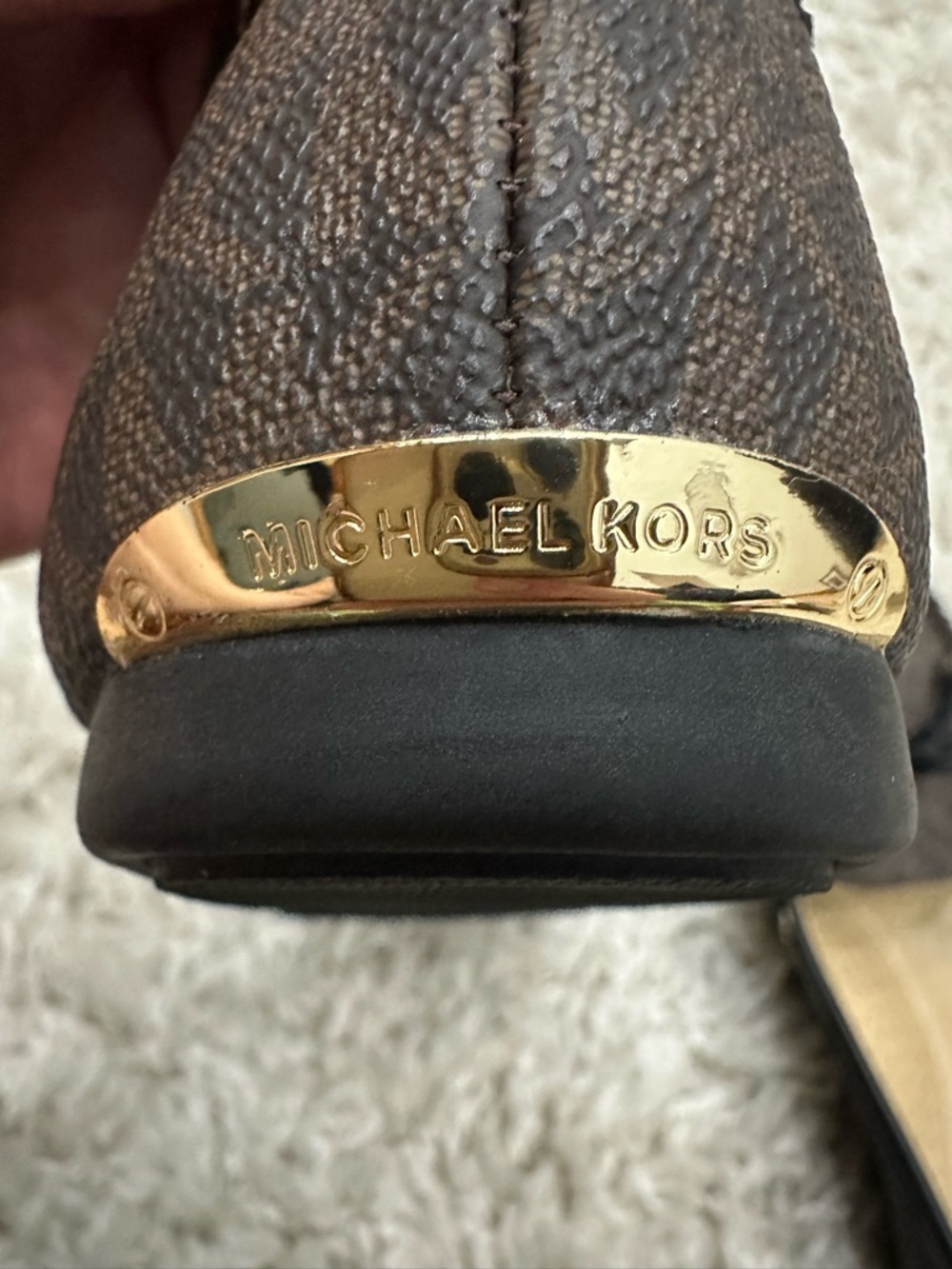 Michael Kors Sutton Brown Monogram Logo Moccasin Loafers with Black Trim 8.5 - Picture 10 of 10